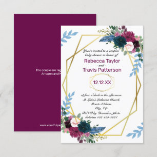 Convites Floral Blooms Mod Plum V - Chá de fraldas de Casa