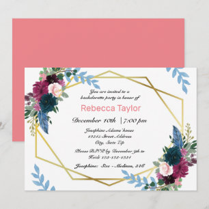 Convites Floral Blooms Mod Rosa - Festa de Despedida de Sol