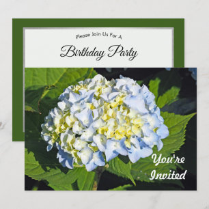 Convites Floral Blue e Yellow Hydrangea Foto de Aniversári