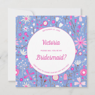 Convites Floral Blue Modern Seja Minha Porta-Voz
