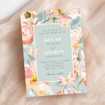 Convites Floral Blue pink pastel wedding<br><div class="desc">Floral Blue pink pastel</div>