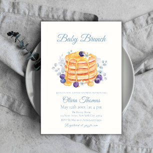 Convites Floral Blueberry Pancake Baby BrunChá de fraldas