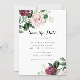 Convites Floral Blush Merlot Greenery Elegante Salve a Data