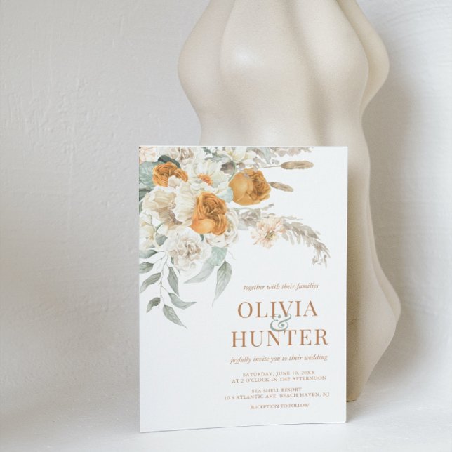 Convites Floral Bohemian Modern Terracotta Wedding (Criador carregado)