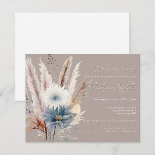 Convites Floral Boho de Inverno   Jantar de Rehearsal Bege