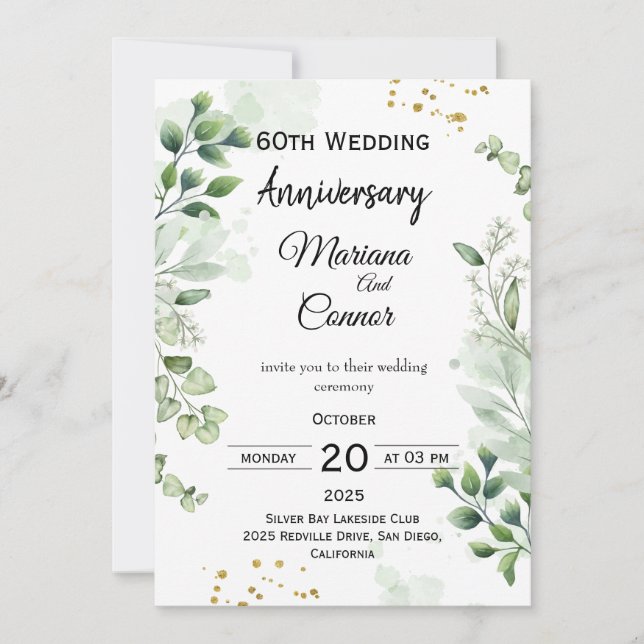Convites Floral Boho Verdura Casamento Aniversário  (Frente)