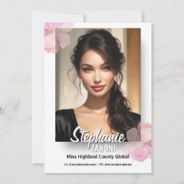 Convites Floral Border Promotional Pageant Prints | QR Code