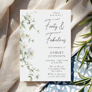 Convites Floral botânica Quarenta & Fabuloso Aniversário de