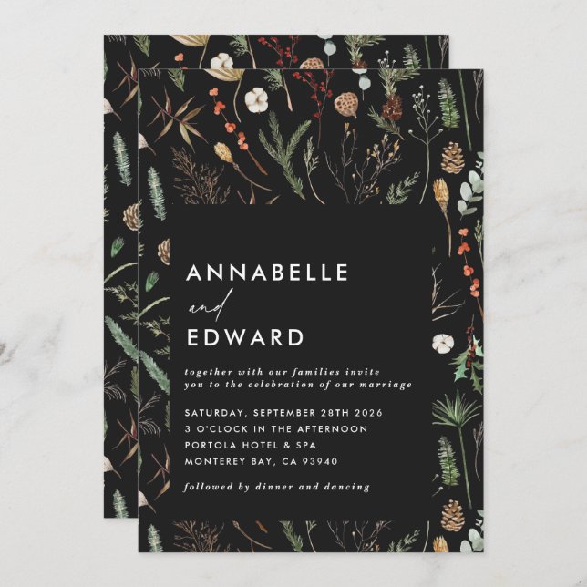 Convites Floral botânico de cor botânica de fotografia casa (Frente/Verso)