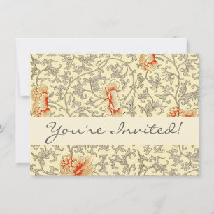 Convites Floral Botânico Floral Rosa Bege Vintage