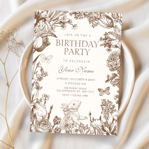 Convites Floral botânico vintage de aniversário