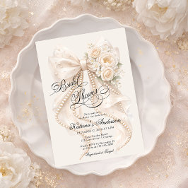 Convites Floral Bow Elegant Bridal Shower 