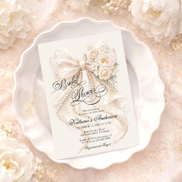 Convites Floral Bow Elegant Bridal Shower