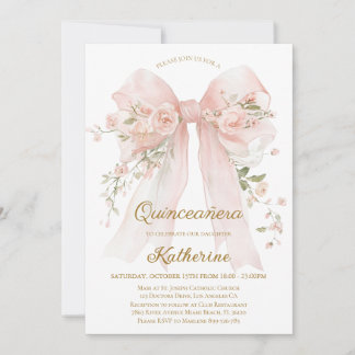 Convites Floral Bow Quinceañera Invitation 15th Birthday