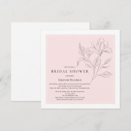 Convites Floral Branco Cor-de-rosa simples Chá de panela El