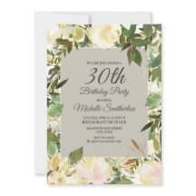 Floral Branco Cremoso Verde Salvia Aniversário de 