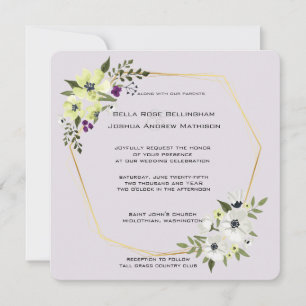 Convites Floral Branco e Amarelo com Casamento Dourado