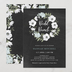 Convites Floral Branco e Negro Russo   Bridal Brunch