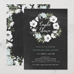 Convites Floral Branco e Negro Russo   Chá casais