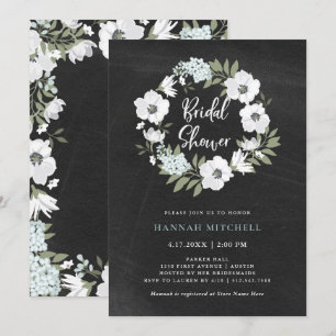 Convites Floral Branco e Negro Russo   Chá de panela