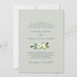 Convites Floral Branco Elegante | Casamento Formal De Sage 