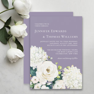 Convites Floral Branco Elegante no Casamento de Lavandas