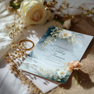 Convites Floral Branco Etéreo Costeira Casamento de Inverno