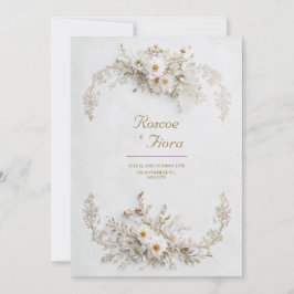 Convites Floral Branco Imaculado Vinha Dourada Casamento El