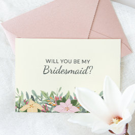 Convites Floral Bridesmaid Proposal Wedding Card