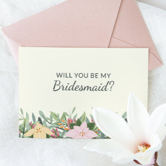 Convites Floral Bridesmaid Proposal Wedding Card
