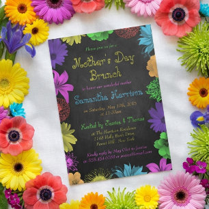 Convites Floral Bright No Chalkboard Dia de as mães Brunch