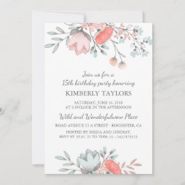 Convites Floral Brithday Party Vintage
