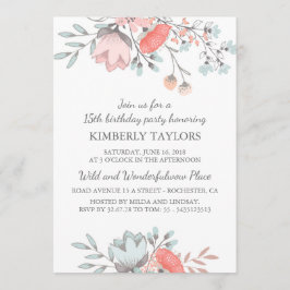Convites Floral Brithday Party Vintage
