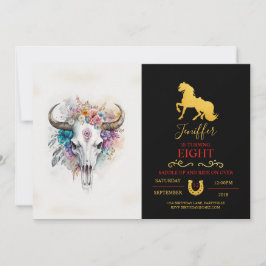 Convites Floral Bull Crânio Aquarela
