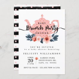 Convites Floral Bunch Tea Party Blush Chá de fraldas Rosa