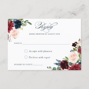 Convites Floral Burgundy Blush Marsala Marinho Elegante RSV