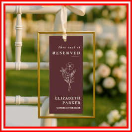 Convites Floral Burgundy Reserved Seating Wedding Tag