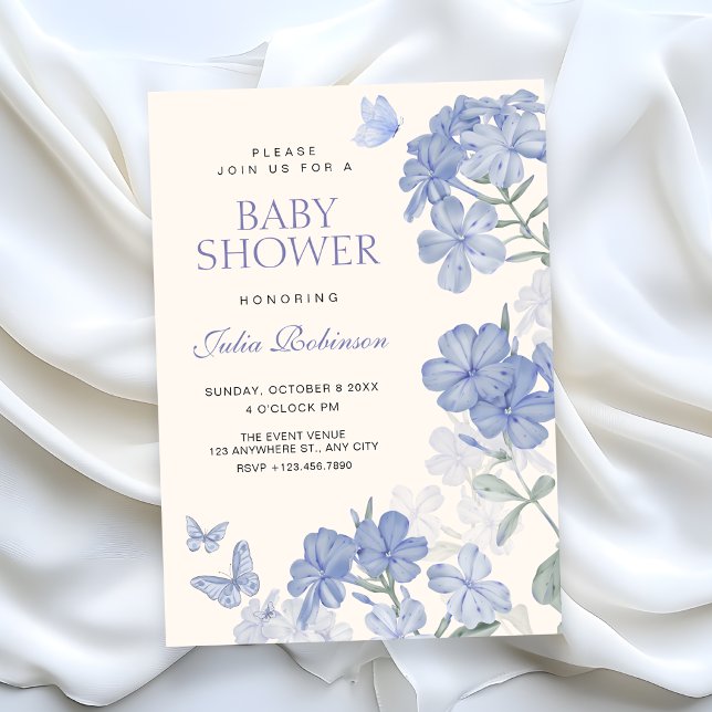 Convites Floral butterflies baby shower (Criador carregado)