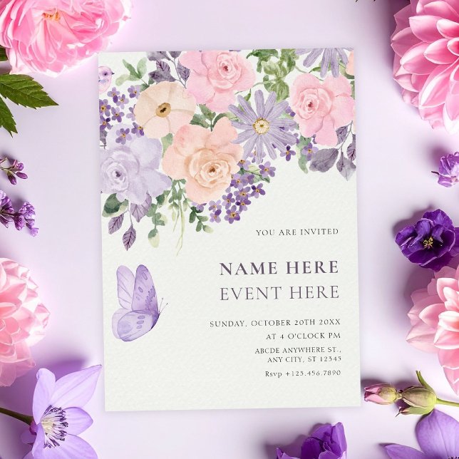 Convites Floral butterfly  (Criador carregado)