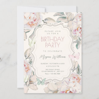 Convites Floral butterfly birthday