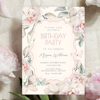 Convites Floral butterfly birthday