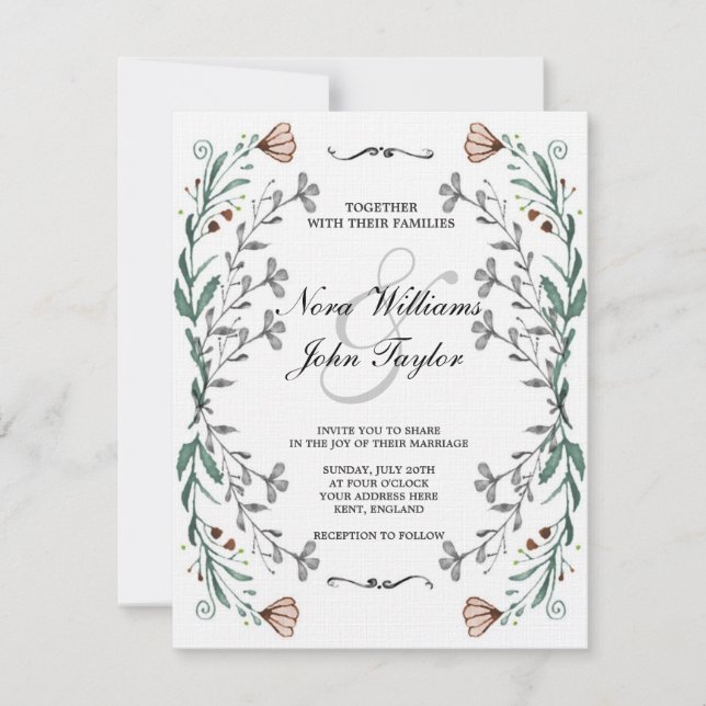 Convites Floral Card for a wedding (Frente)