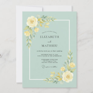 Convites Floral Casamento Flor de Amarelo Pálido