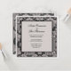 Convites Floral casamento tema damasco preto e prateado (Frente/Verso In Situ)