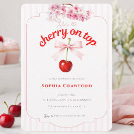 Convites Floral Cereja no Topo Rosa Vermelho Chá de Bebê