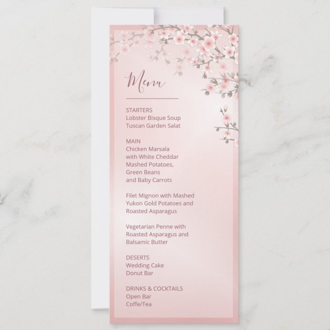 Convites Floral Cherry Blossom Pink White Wedding    (Frente)