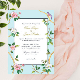 Convites Floral Chinoiserie Blue & White Weding