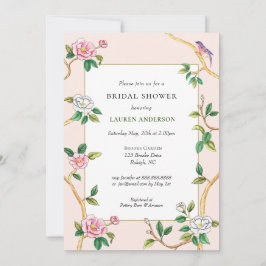 Convites Floral Chinoiserie Chá de panela Rosa