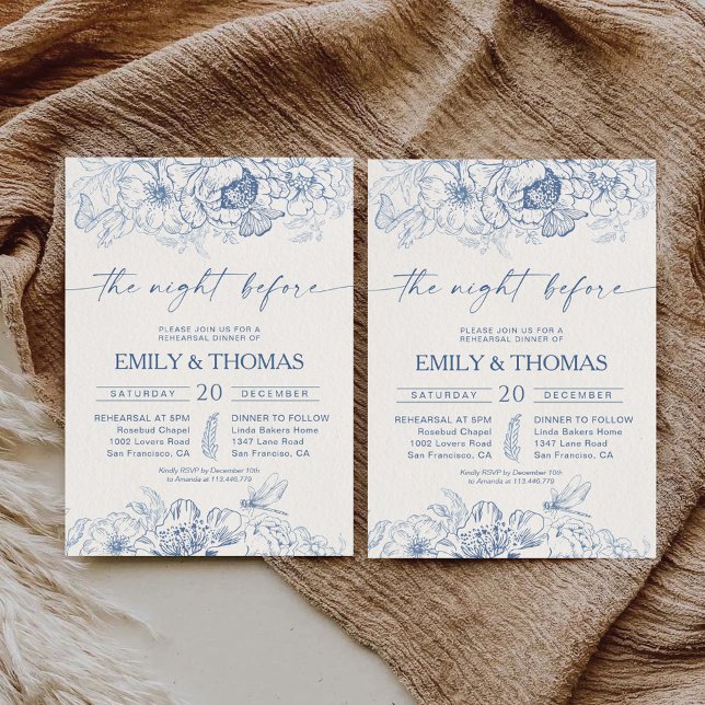 Convites Floral Chinoiserie Na Noite Anterior (Criador carregado)