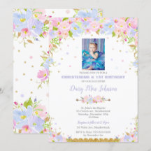 Floral Christening primeiro aniversario Girl